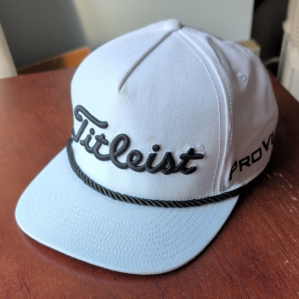 Titleist White Tour Rope Cap with Black Embroidery